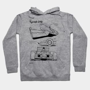 Tyrrell 019 technical illustration Hoodie